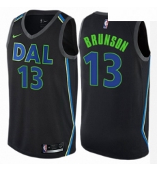 Mens Nike Dallas Mavericks 13 Jalen Brunson Swingman Black NBA Jersey City Edition 