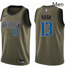 Mens Nike Dallas Mavericks 13 Steve Nash Swingman Green Salute to Service NBA Jersey