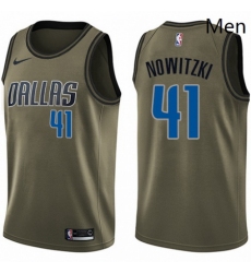 Mens Nike Dallas Mavericks 41 Dirk Nowitzki Swingman Green Salute to Service NBA Jersey