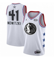 Mens Nike Dallas Mavericks 41 Dirk Nowitzki White NBA Jordan Swingman 2019 All Star Game Jersey