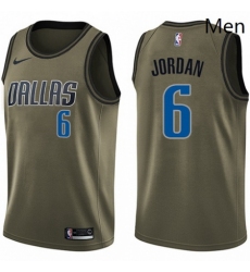 Mens Nike Dallas Mavericks 6 DeAndre Jordan Swingman Green Salute to Service NBA Jersey 
