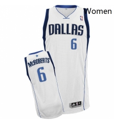 Womens Adidas Dallas Mavericks 6 Josh McRoberts Authentic White Home NBA Jersey 