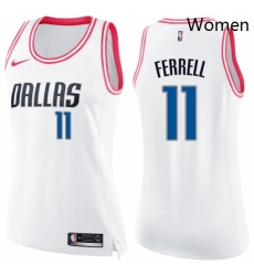 Womens Nike Dallas Mavericks 11 Yogi Ferrell Swingman WhitePink Fashion NBA Jersey 