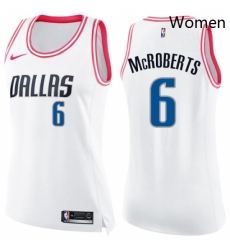 Womens Nike Dallas Mavericks 6 Josh McRoberts Swingman WhitePink Fashion NBA Jersey 