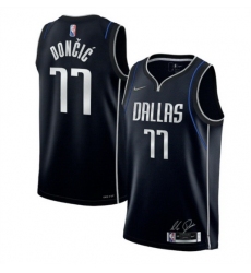 Youth Dallas Mavericks 77 Luka Doncic Navy 75th Anniversary Stitched Basketball Jersey