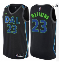 Youth Nike Dallas Mavericks 23 Wesley Matthews Swingman Black NBA Jersey City Edition