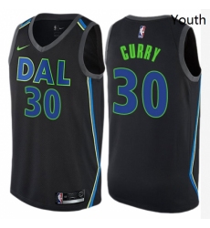 Youth Nike Dallas Mavericks 30 Seth Curry Swingman Black NBA Jersey City Edition 