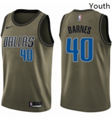 Youth Nike Dallas Mavericks 40 Harrison Barnes Swingman Green Salute to Service NBA Jersey