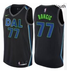 Youth Nike Dallas Mavericks 77 Luka Doncic Swingman Black NBA Jersey City Edition 