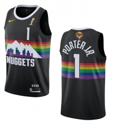 Men Denver Nuggets 1 Michael Porter Jr  Black 2023 Finals Champions City Edition Stitched Basketball Jersey