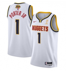 Men Denver Nuggets 1 Michael Porter Jr  White 2023 Finals Association Edition Stitched Basketball Jersey
