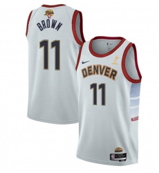 Men Denver Nuggets 11 Bruce Brown White 2023 Finals Champions Icon Edition Stitched Basketball Jersey
