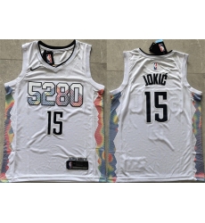 Men Denver Nuggets 15 Nikola Joki u0107 White 2024 City Edition Stitched Basketball Jersey