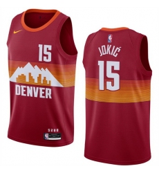 Men Denver Nuggets 15 Nikola Jokic Red City Edition Stitched Jersey