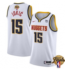 Men Denver Nuggets 15 Nikola Jokic White 2023 Finals Association Edition Stitched Basketball Jersey