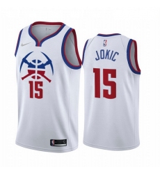 Men Denver Nuggets 15 Nikola Jokic White NBA Swingman 2020 21 Earned Edition Jersey