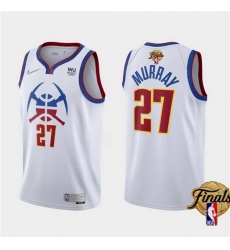Men Denver Nuggets 27 Jamal Murray White 2023 Finals Earned Edition Stitched Basketball Jersey