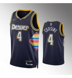 Men Denver Nuggets 4 DeMarcus Cousins Navy 2021 22 City Edition 75th Anniversary Stitched Jersey