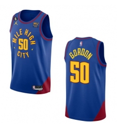 Men Denver Nuggets 50 Aaron Gordon Blue 2022 23 Statement Edition With NO 6 Patch Stitched Jersey