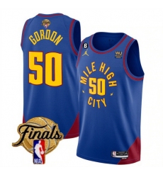 Men Denver Nuggets 50 Aaron Gordon Blue 2023 Finals Statement Edition With NO 6 Patch Stitched Basketball Jersey
