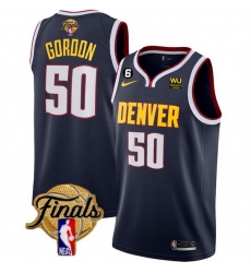 Men Denver Nuggets 50 Aaron Gordon Navy 2023 Finals Icon Edition With NO 6 Patch Stitched Basketball Jersey