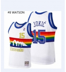 Men Denver Nuggets #8 WATSON white stitched NBA Basketball Jersey