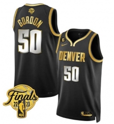 Men Denver Nuggets Aaron Gordon #50 Black Gold Edition 2023 Finals Collection With NO 6 Patch Stitched Basketball Jersey