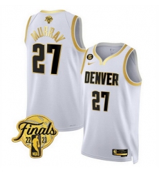 Men Denver Nuggets Active Player Custom White Gold Edition 2023 Finals Collection With NO 6 Patch Stitched Basketball Jersey
