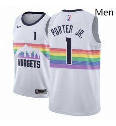 Men NBA 2018 19 Denver Nuggets 1 Michael Porter Jr City Edition White Jersey 