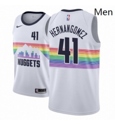 Men NBA 2018 19 Denver Nuggets 41 Juan Hernangomez City Edition White Jersey 