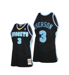 Men Nike Denver Nuggets 3 Allen Iverson Swingman Navy Blue NBA Jersey