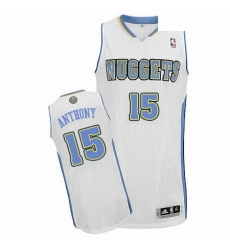 Mens Adidas Denver Nuggets 15 Carmelo Anthony Authentic White Home NBA Jersey