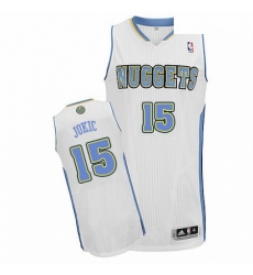 Mens Adidas Denver Nuggets 15 Nikola Jokic Authentic White Home NBA Jersey