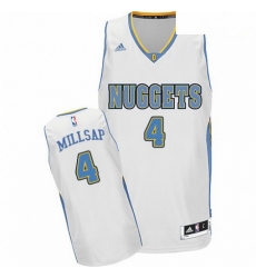 Mens Adidas Denver Nuggets 4 Paul Millsap Swingman White Home NBA Jersey 
