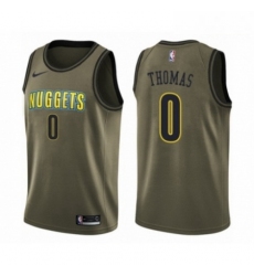 Mens Nike Denver Nuggets 0 Isaiah Thomas Swingman Green Salute to Service NBA Jersey 