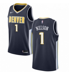 Mens Nike Denver Nuggets 1 Jameer Nelson Authentic Navy Blue Road NBA Jersey Icon Edition 