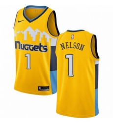 Mens Nike Denver Nuggets 1 Jameer Nelson Swingman Gold Alternate NBA Jersey Statement Edition 