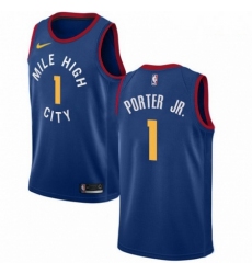 Mens Nike Denver Nuggets 1 Michael Porter Jr Blue NBA Swingman Statement Edition Jersey 