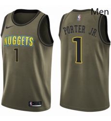 Mens Nike Denver Nuggets 1 Michael Porter Jr Green NBA Swingman Salute to Service Jersey 