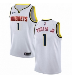 Mens Nike Denver Nuggets 1 Michael Porter Jr White NBA Swingman Association Edition Jersey 