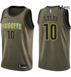 Mens Nike Denver Nuggets 10 Trey Lyles Swingman Green Salute to Service NBA Jersey 