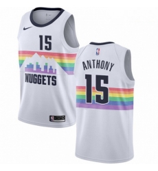 Mens Nike Denver Nuggets 15 Carmelo Anthony Swingman White NBA Jersey City Edition