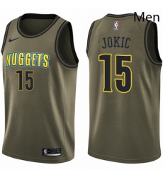 Mens Nike Denver Nuggets 15 Nikola Jokic Swingman Green Salute to Service NBA Jersey
