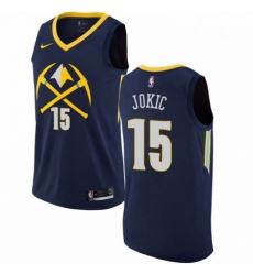 Mens Nike Denver Nuggets 15 Nikola Jokic Swingman Navy Blue NBA Jersey City Edition