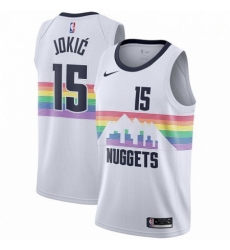 Mens Nike Denver Nuggets 15 Nikola Jokic Swingman White NBA Jersey City Edition