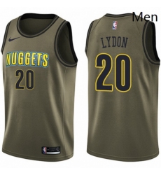 Mens Nike Denver Nuggets 20 Tyler Lydon Swingman Green Salute to Service NBA Jersey 