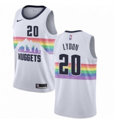 Mens Nike Denver Nuggets 20 Tyler Lydon Swingman White NBA Jersey City Edition 