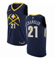 Mens Nike Denver Nuggets 21 Wilson Chandler Authentic Navy Blue NBA Jersey City Edition
