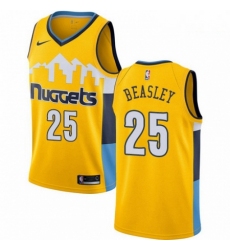 Mens Nike Denver Nuggets 25 Malik Beasley Authentic Gold Alternate NBA Jersey Statement Edition