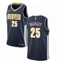 Mens Nike Denver Nuggets 25 Malik Beasley Swingman Navy Blue Road NBA Jersey Icon Edition